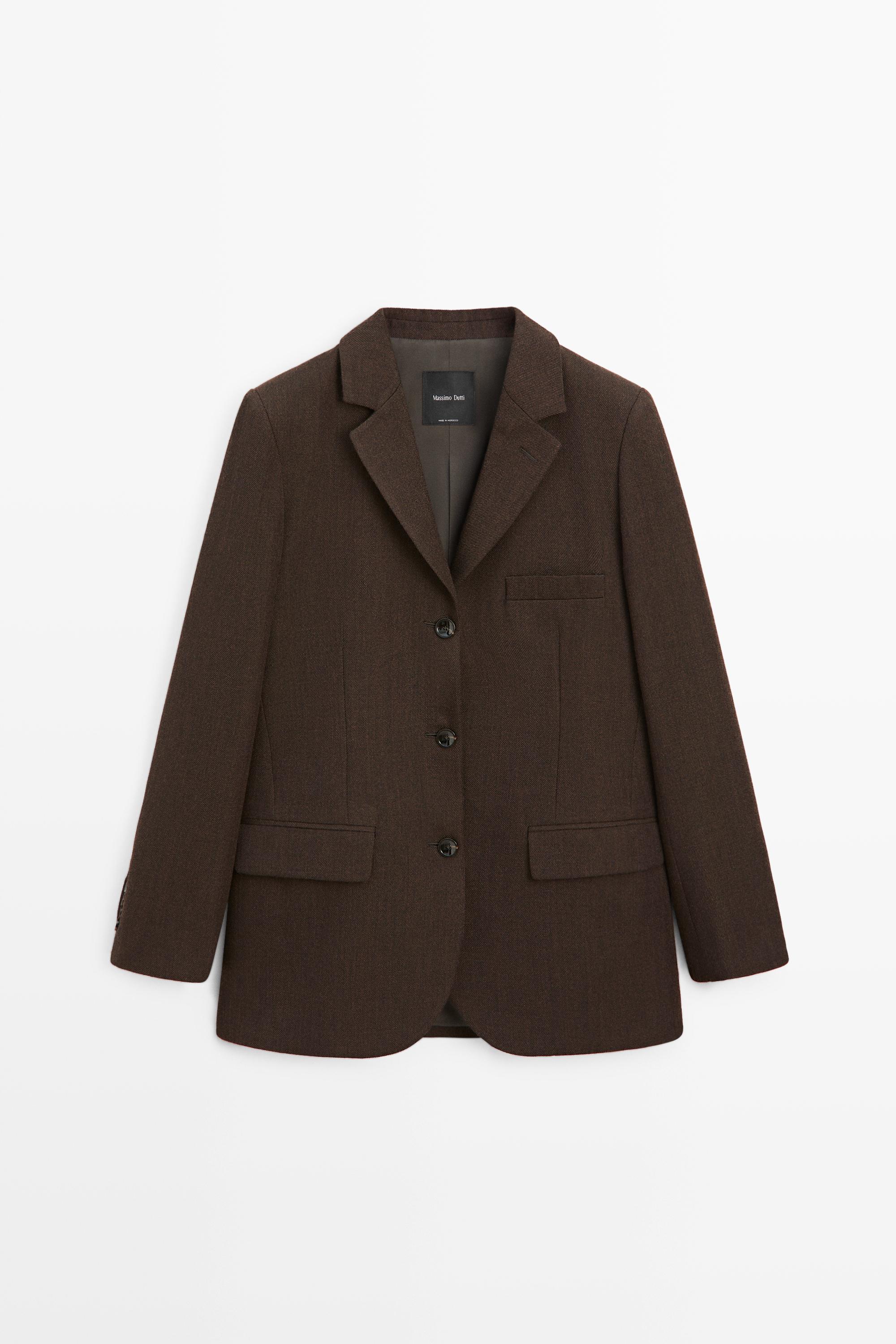 100% wool button detail blazer